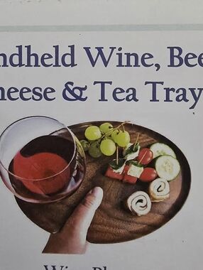 2 Wood Handheld Wine & Cheese Serving Tray2 - Solid Mahagany